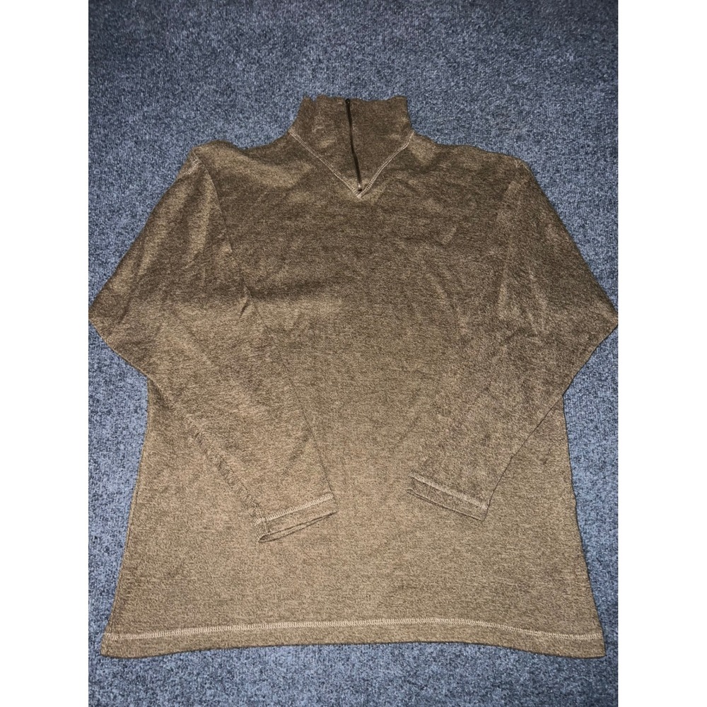 Vintage J. Riggings Mens Large Brown Quarter Zip Pullover Sweater Cotton Blend
